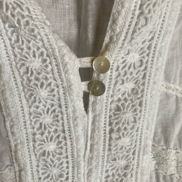 3/4 sleeve white boho top small - Picture 6 of 8